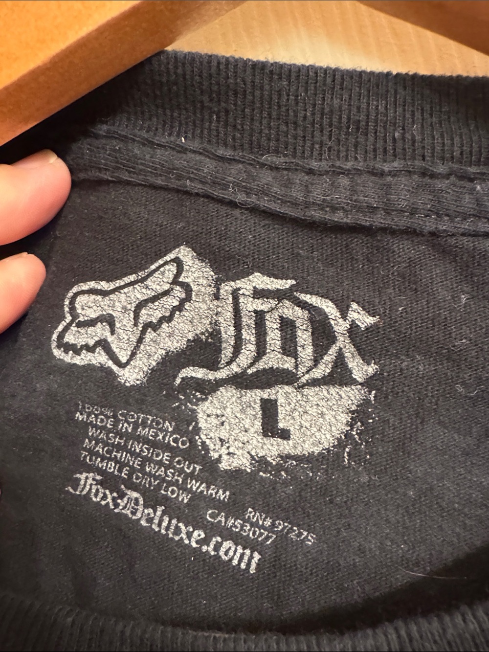 Fox Black Tee with White Flame FOX Graphic - Picture 2 of 2